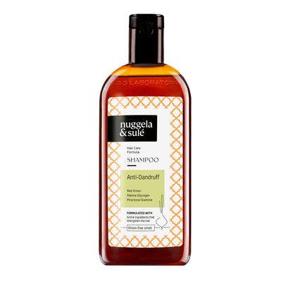 Nuggela & Sulé Anti-Schuppen-Shampoo 250 ml mit Flasche und Faltschachtel auf weißem Hintergrund