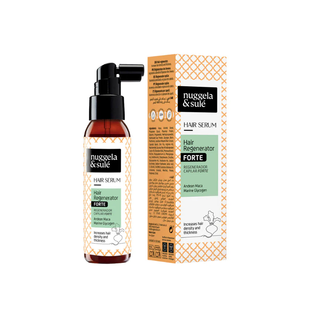 Nuggela & Sulé Hair Regenerator Serum Forte 70 ml mit Applikator und Verpackung auf weißem Hintergrund